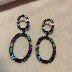 Colorful Glass Stone Drop Dangle Earrings